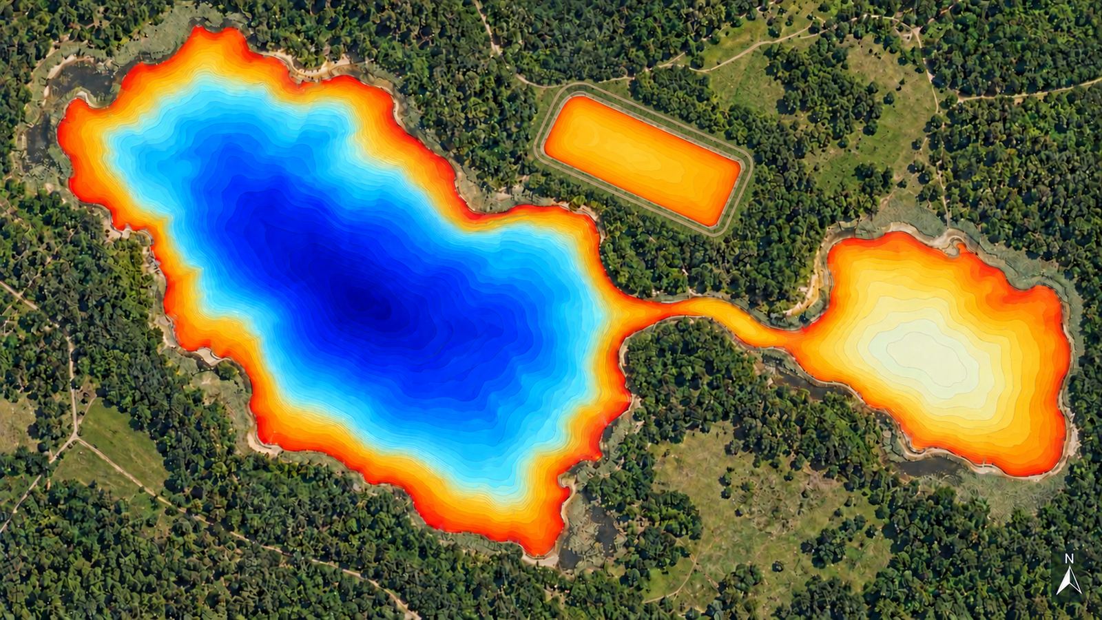 Mapa jeziora z łowiskami